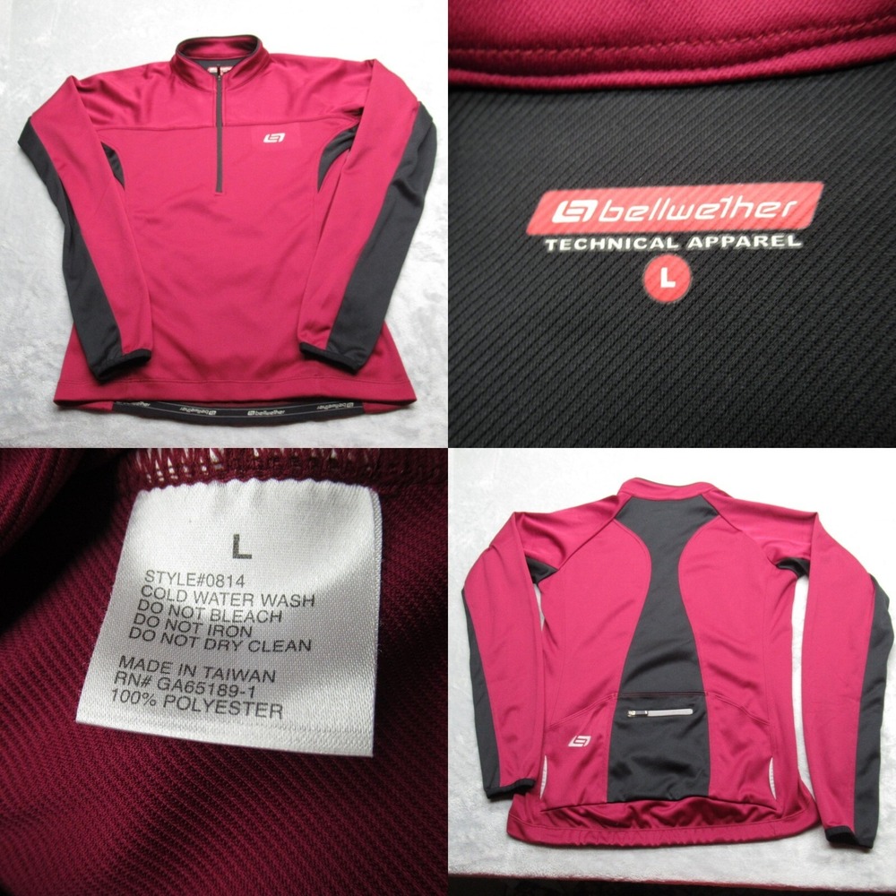 Bellwether Cycling Jersey Womens Large Purple Long Sleeve 1/4 Zip Pullover